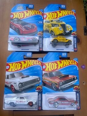 4 Mattel Hot Wheels, Drag Racers, Supercharged, Pass N’ Gasser, Dodge Dart, 330